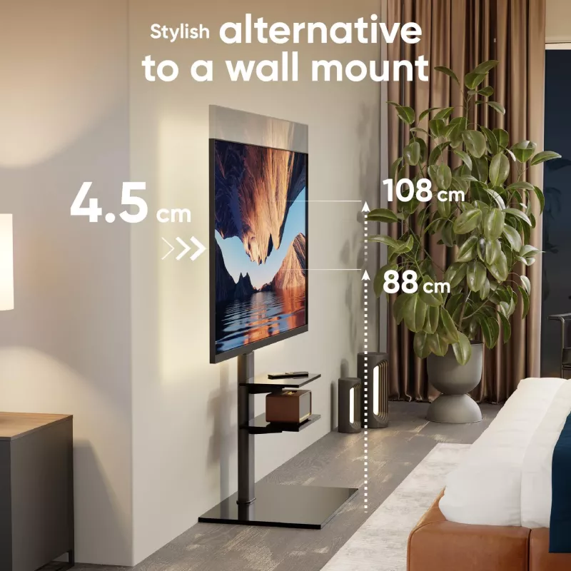 Base de TV ONKRON TS5550-B para 32–65 polegadas (81,3–165,1 cm), carga máx. 30 kg, VESA 100x100–600x400, altura 880–1080 mm, orientável ±25°