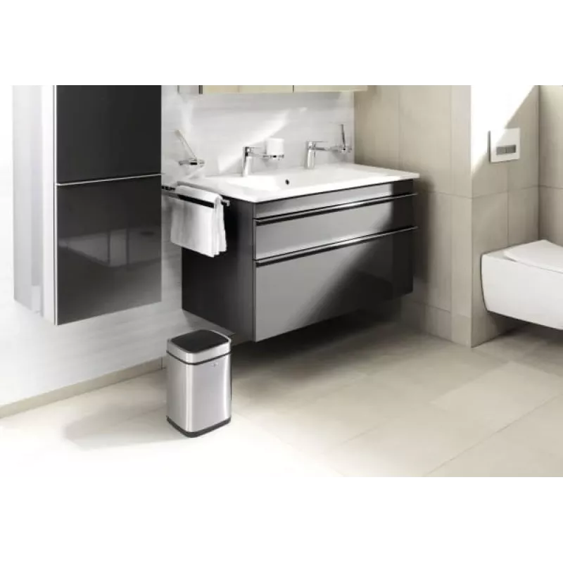 Balde do lixo Durable NO TOUCH 6L retangular aço inoxidável prateado preto