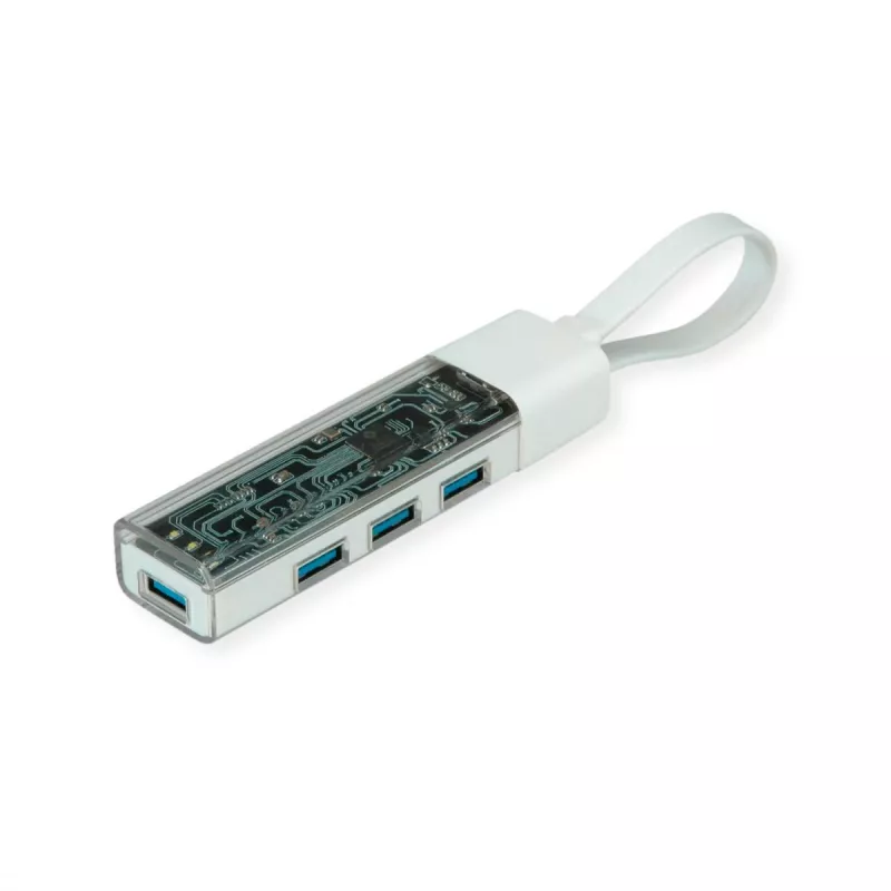 Hub USB 3.2 Gen 1 móvel ROLINE, 4 portas, cabo de ligação Type-A+C