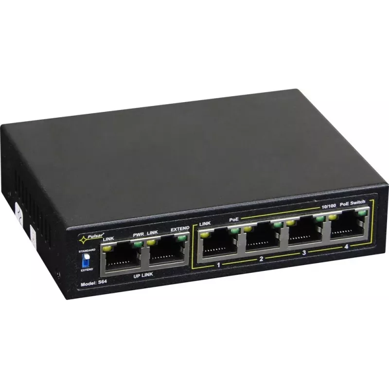 Switch de rede PULSAR Switch POE Pulsar S64 4 portas 2 Uplink