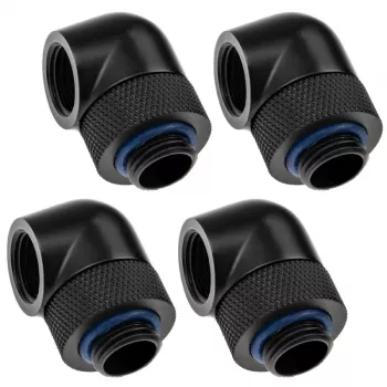 Adaptador 90° G1/4 polegadas rosca macho para rosca fêmea G1/4 polegadas rotativo, XSPC, preto, pack de 4