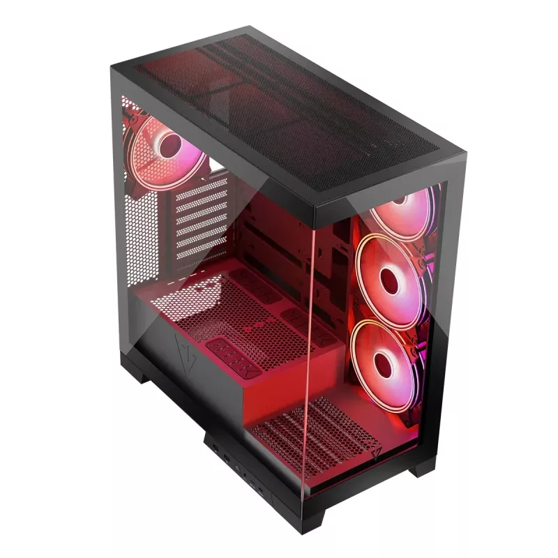 Caixa de PC MODECOM Volcano SPACE APEX ARGB Midi Tower, vidro temperado, USB-C, suporta ATX/microATX/Mini-ITX, GPU até 430 mm, dissipador de CPU até 180 mm