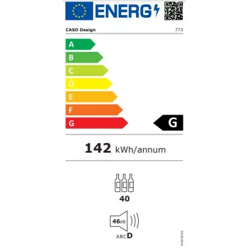 Caso | Refrigerador de vinho | WineChef Pro 40 | Classe de eficiência energética G | Vitrina | Independente | Capacidade para 40 garrafas | Tipo de refrigeração tecnologia de compressor | Preto