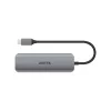 Hub USB Unitek P5+ — 5 portas (4 × USB 3.2 Gen 2 Type-A), host USB 3.2 Gen 1, 5 Gbit/s, 10 W PD, alumínio, cinzento