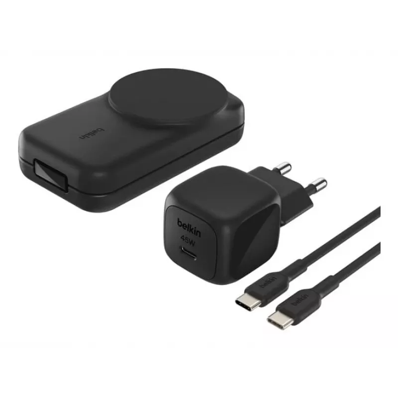 Belkin UltraCharge suporte de carregamento sem fios dobrável 3 em 1 Qi2 de 25 W, preto (WIZ036KQBK)