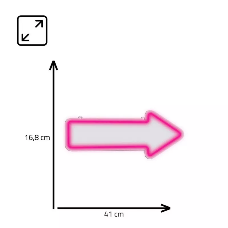 Candeeiro de parede com luzes néon seta MANTA SNL107PK – letreiro de seta LED decorativo rosa