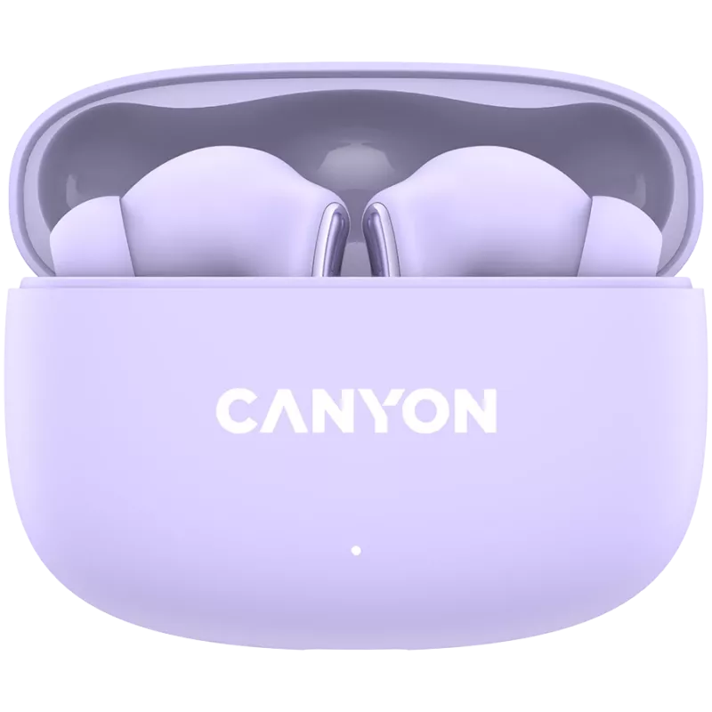 Auscultadores Canyon TWS-9 CNS-TWS9P – True Wireless – Bluetooth 5.4 – In-Ear – 6h + 30h de autonomia – estojo de carregamento USB-C – controlo tátil – roxo