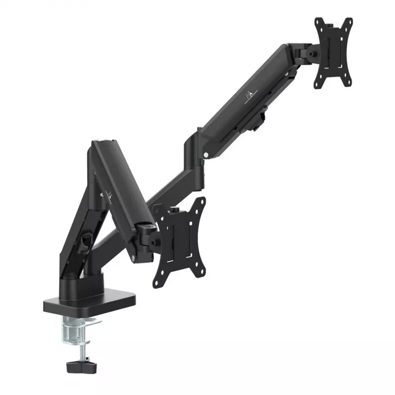 Suporte para 2 monitores Maclean, mola a gás, 17-32, 2-10 kg, preto, MC-134