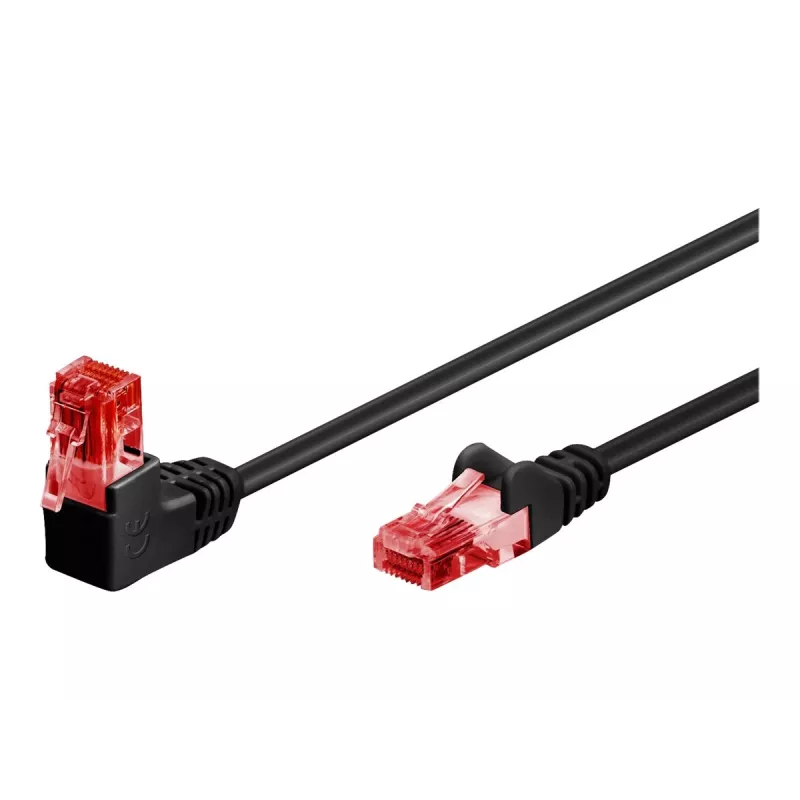 Cabo de rede CAT 6 Goobay 1x 90° angular, U/UTP, preto, 1 m - patilha para cima, mistura de cobre CCA (51515)
