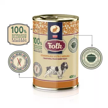 FOLK tradicional festim polaco de coelho - comida húmida para cães - 400 g