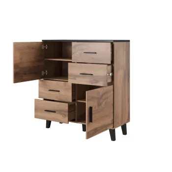 Aparador cama sideboard LOTTA 110 2D4S carvalho wotan/preto mate