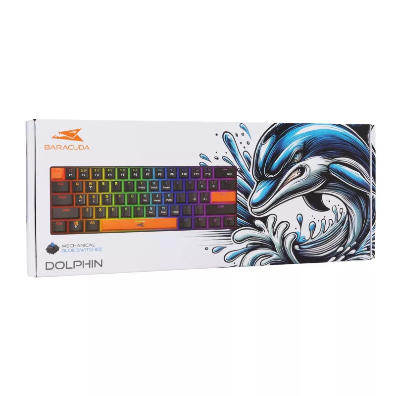 Teclado mecânico Baracuda Dolphin preto layout US com switches azuis