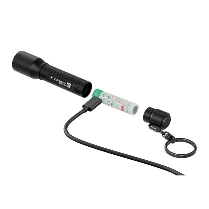 Lanterna Ledlenser P3R preta — lanterna de chaveiro LED compacta recarregável