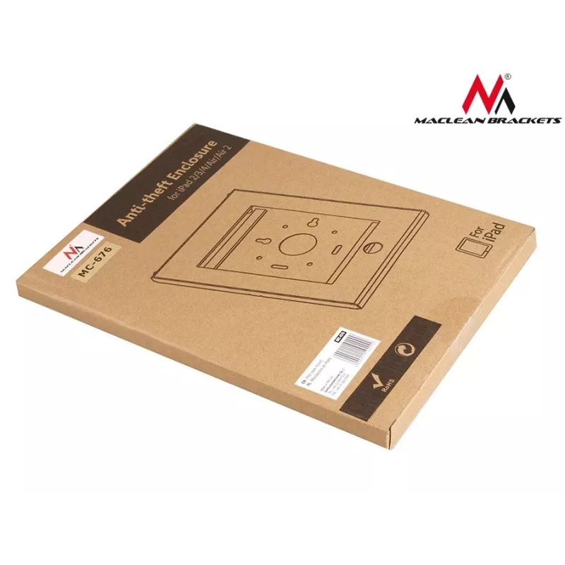 Caixa de segurança Maclean MC-676 para iPad 2/3/4/Air/Air2 com proteção anti-roubo e pega de publicidade