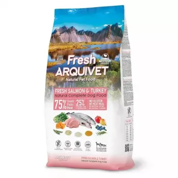 Comida semihúmida seca para cães ARQUIVET Fresh salmão com peru 10 kg — alimento completo para cães adultos, 27 % de proteína, 17 % de gordura