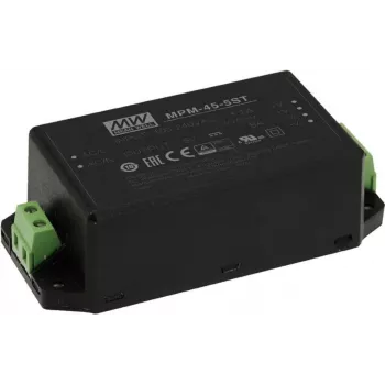 MEAN WELL MPM-45-5ST Fonte de alimentação, para interior, 45 W, preto