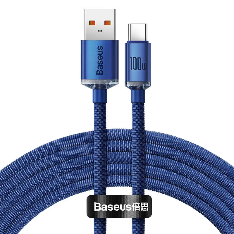 Cabo Baseus Crystal Shine USB para USB-C, 100W, 2m (azul)