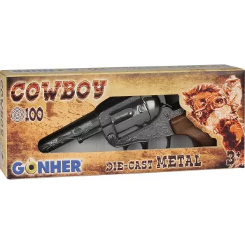 Revólver cowboy de brinquedo em metal Gonher 8 tiros modelo 239842