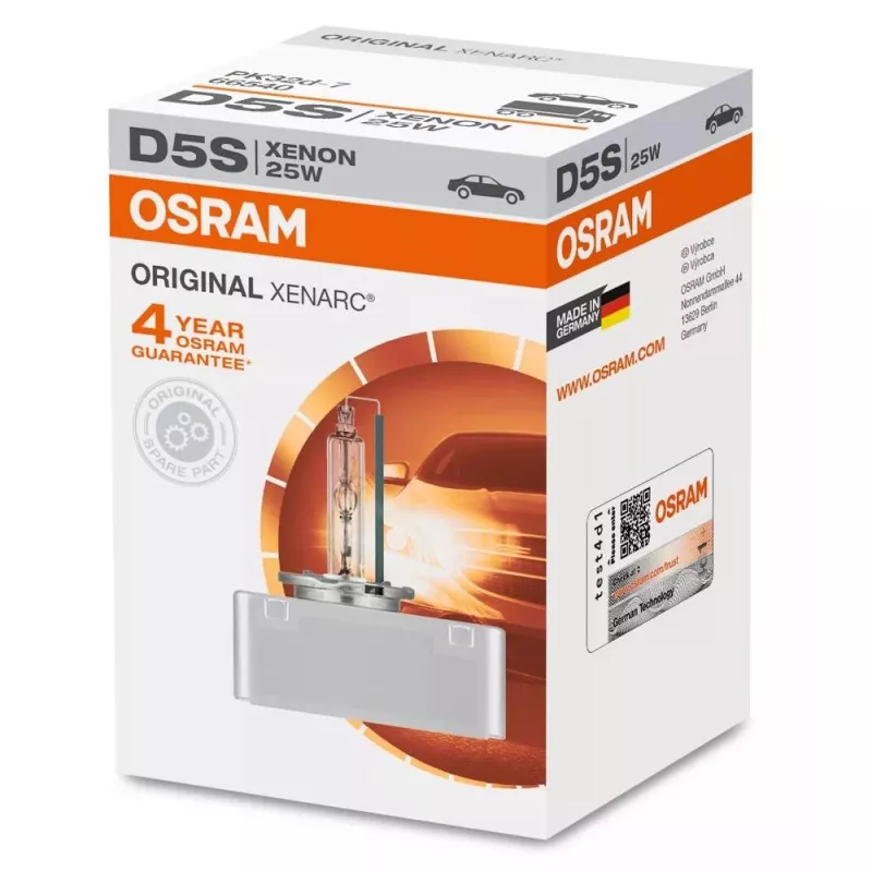 Lâmpada de farol de xénon Osram Xenarc Original D5S 25W, embalagem individual