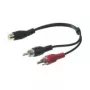 Cabo adaptador Wentronic Goobay RCA, preto, 0,2 m - conector fêmea RCA > 2x ficha RCA (áudio esquerdo/direito) (50008)