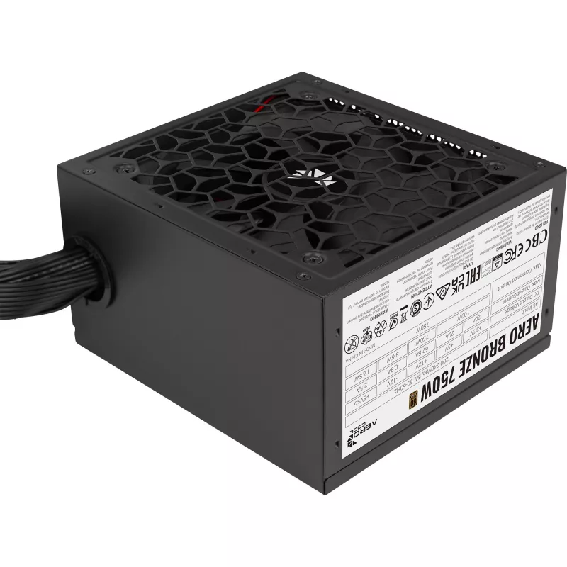Aerocool AERO BRONZE 750W V2 fonte de alimentação ATX ACPB-AR75AEC.12, 80 PLUS Bronze, PFC ativo, preta