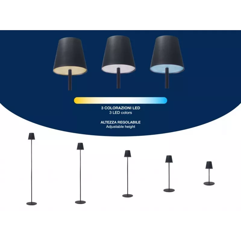 Beper P201UTP401 candeeiro de sofá recarregável, controlo tátil, altura ajustável, 2,3 W, preto