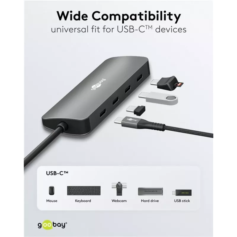 Goobay hub USB slim de 4 portas USB-C macho 10 Gbit/s - -ficha> 4x (76565)