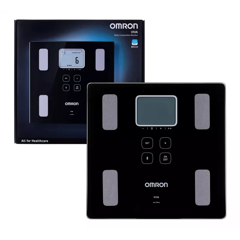 Omron VIVA HBF-222T-EBK balança de composição corporal, quadrada, LCD, preta