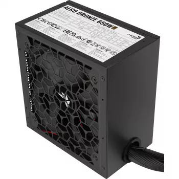 Fonte de alimentação AEROCOOL AERO BRONZE 650W APFC (V.2 2025) — fonte de alimentação ATX 650W com PFC ativo