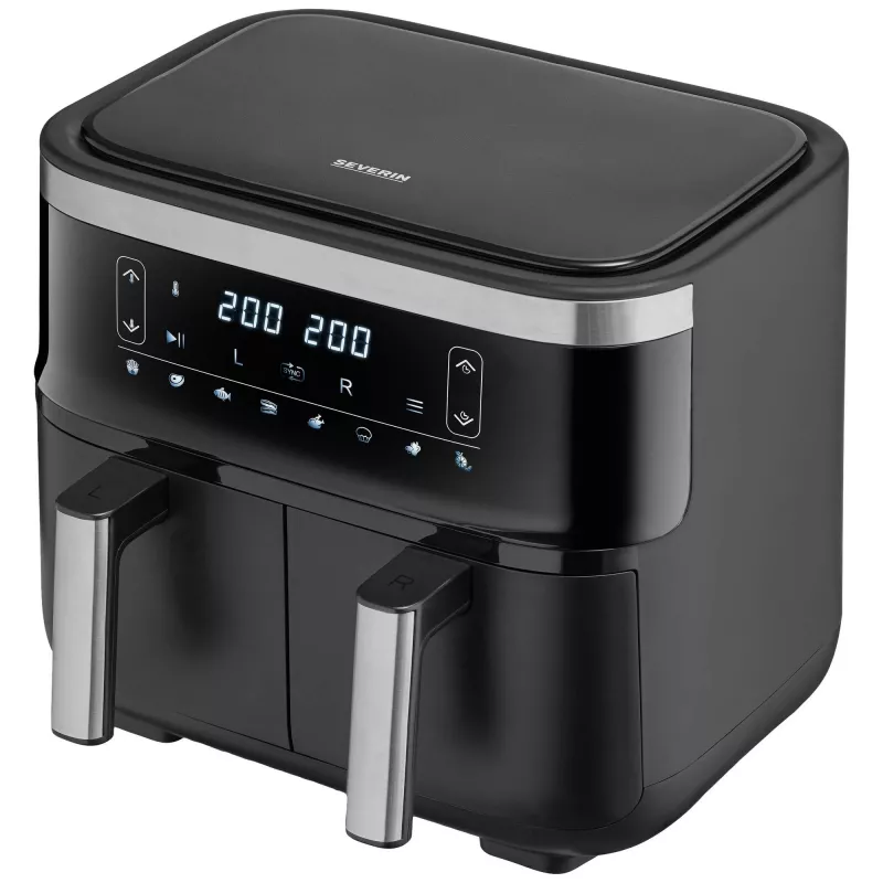 Fritadeira de ar quente Severin FR 2453 Double 3,25 L 2850 W preto prateado