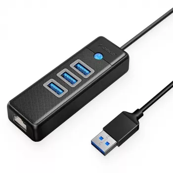 Hub USB ORICO PW3UR-U3 3 portas com porta Ethernet RJ45