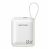 Vention FHEN0 Power bank, 10000 mAh, 35 W, cabo USB-C integrado, bege