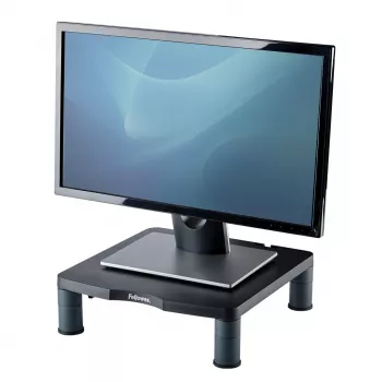 Suporte para monitor de computador Fellowes com 3 ajustes de altura - elevação de monitor padrão com gestão de cabos - suporte ergonómico ajustável para monitor de computador - peso máx. 27 kg/tam. máx.