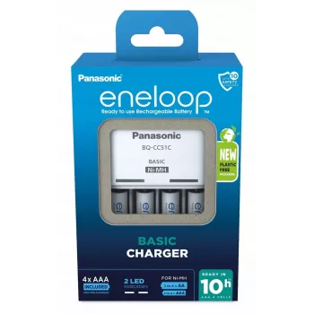 Carregador de pilhas PANASONIC Eneloop Basic BQ-CC51 + 4x AAA 800 mAh (K-KJ51MCD04E)