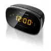 Muse M-150CR rádio-despertador, PLL FM, ecrã LED âmbar com regulador de brilho, alarme (rádio/besouro), 230 V com bateria de reserva 2x AAA, preto