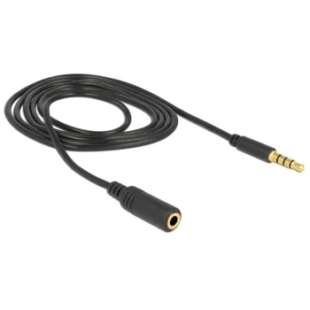 Cabo de áudio 3,5 mm ficha para conector fêmea DeLOCK 84666 preto 1 m