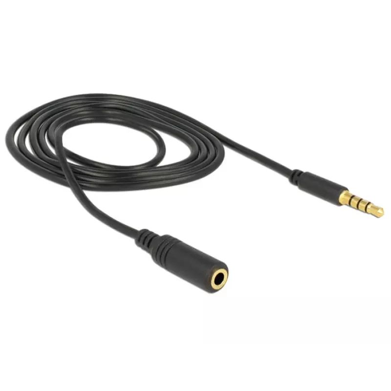 Cabo de áudio 3,5 mm ficha para conector fêmea DeLOCK 84666 preto 1 m