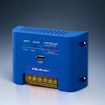 Controlador de carga solar QOLTEC MPPT 15A para alimentação de sistemas de corrente contínua, modelo 53666