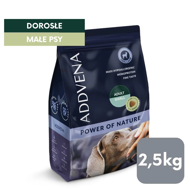 ADDVENA Power of Nature Adult Small Lamb - alimentação seca para cães - 2,5kg