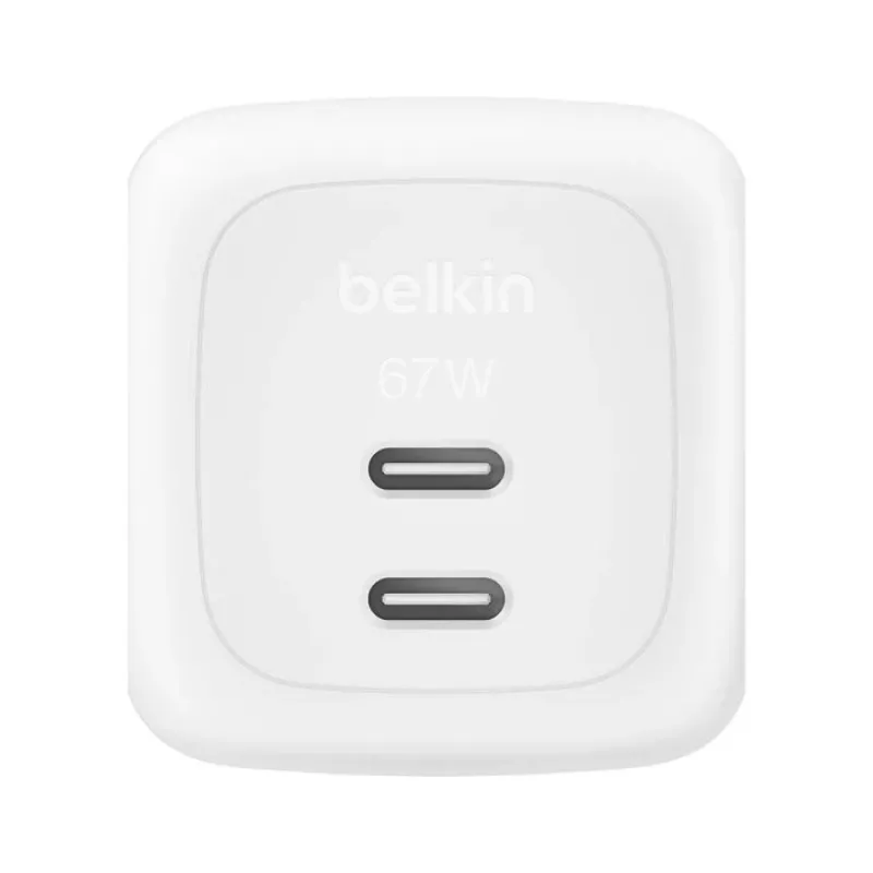Carregador rápido AC de interior Belkin WCH020KQ2MWH-B6 – 2x USB-C, 2 m cabo integrado, branco