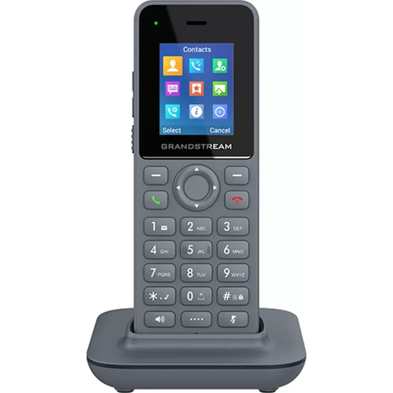 Grandstream DP725 auscultador sem fios DECT HD, ecrã TFT a cores de 1,8 polegadas, 20 contas/linhas SIP, push-to-talk, cinzento