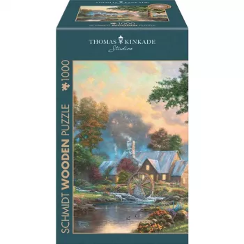 Puzzle de madeira schmidt spiele 59797 Thomas Kinkade Studios 1000 peças, peças de madeira