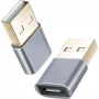 Adaptador helos 304282 conector fêmea USB 2.0 Type-C para ficha USB 2.0, cinzento-escuro