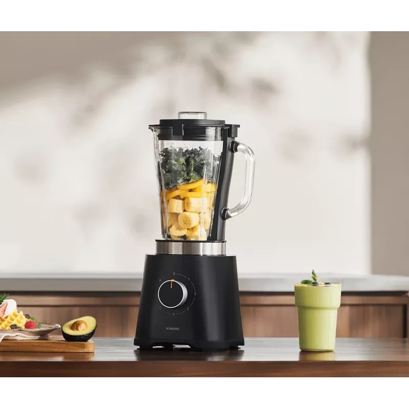 Batedeira Xiaomi BHR8936EU — 600 W, taça 1,75 L, 5 velocidades, botão rotativo, lâminas de aço inoxidável, preto