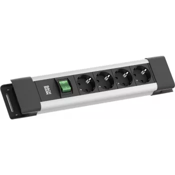 Régua de tomadas Bachmann CONNECTUS 4×CEE7/3 1×interruptor 2,0 m CEE7/7 cinzento