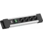 Régua de tomadas Bachmann CONNECTUS 4×CEE7/3 1×interruptor 2,0 m CEE7/7 cinzento
