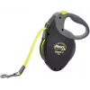 Trella Flexi NEON GIANT M — trela de fita 8 m, carga máx. 25 kg, pega ergonómica, preta/amarela