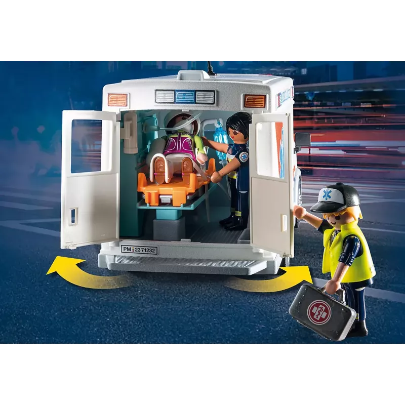 Ambulância de brincar PLAYMOBIL 71232 — multicolor, para 4–10 anos, pilha AAA