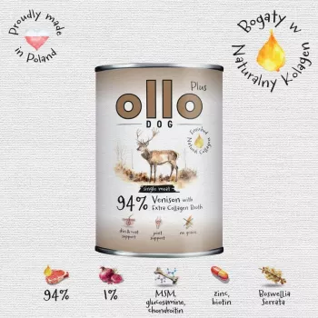 Ollo Plus Colagénio Veado 400g Lata de comida para cães