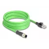 Cabo de rede DeLOCK M12 com codificação D de 4 pinos, ficha macho para ficha macho RJ45 PUR (TPU) 5 m